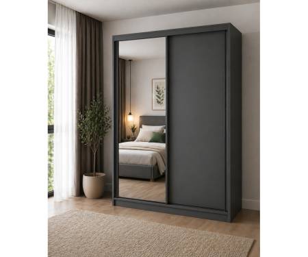 Dressing usi glisante, PAL-oglinda, gri antracit, 150cm