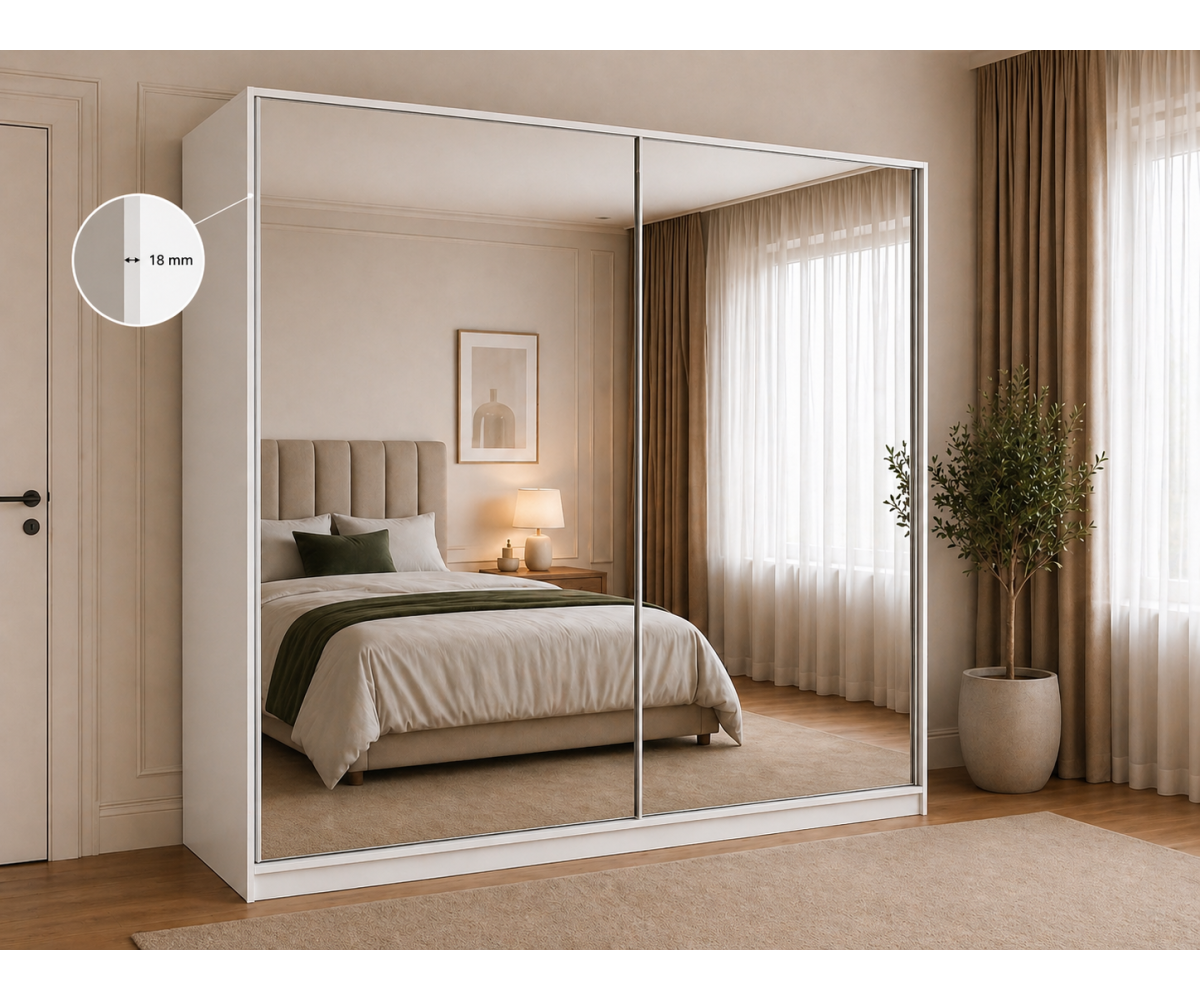 Dressing usi glisante B1, PAL-oglinda, alb, 240cm